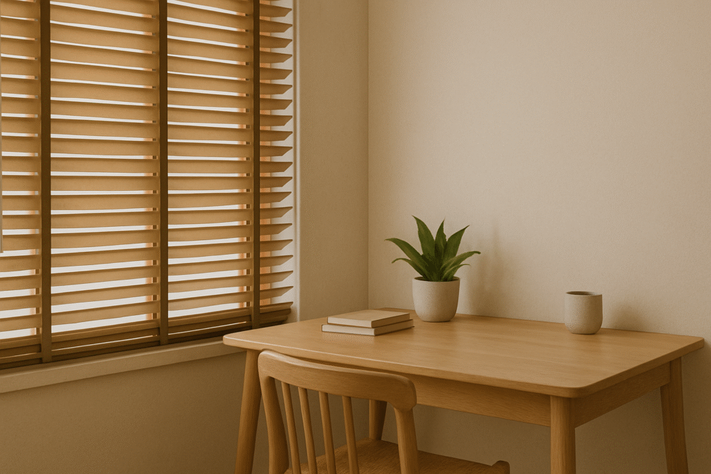 มู่ลี่ไม้ในห้องทำงาน ปรับแสงได้ละเอียด