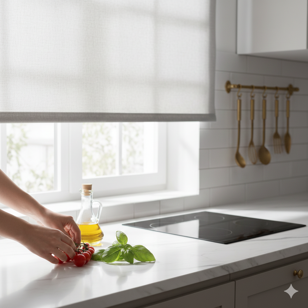 ม่านม้วนในห้องครัว